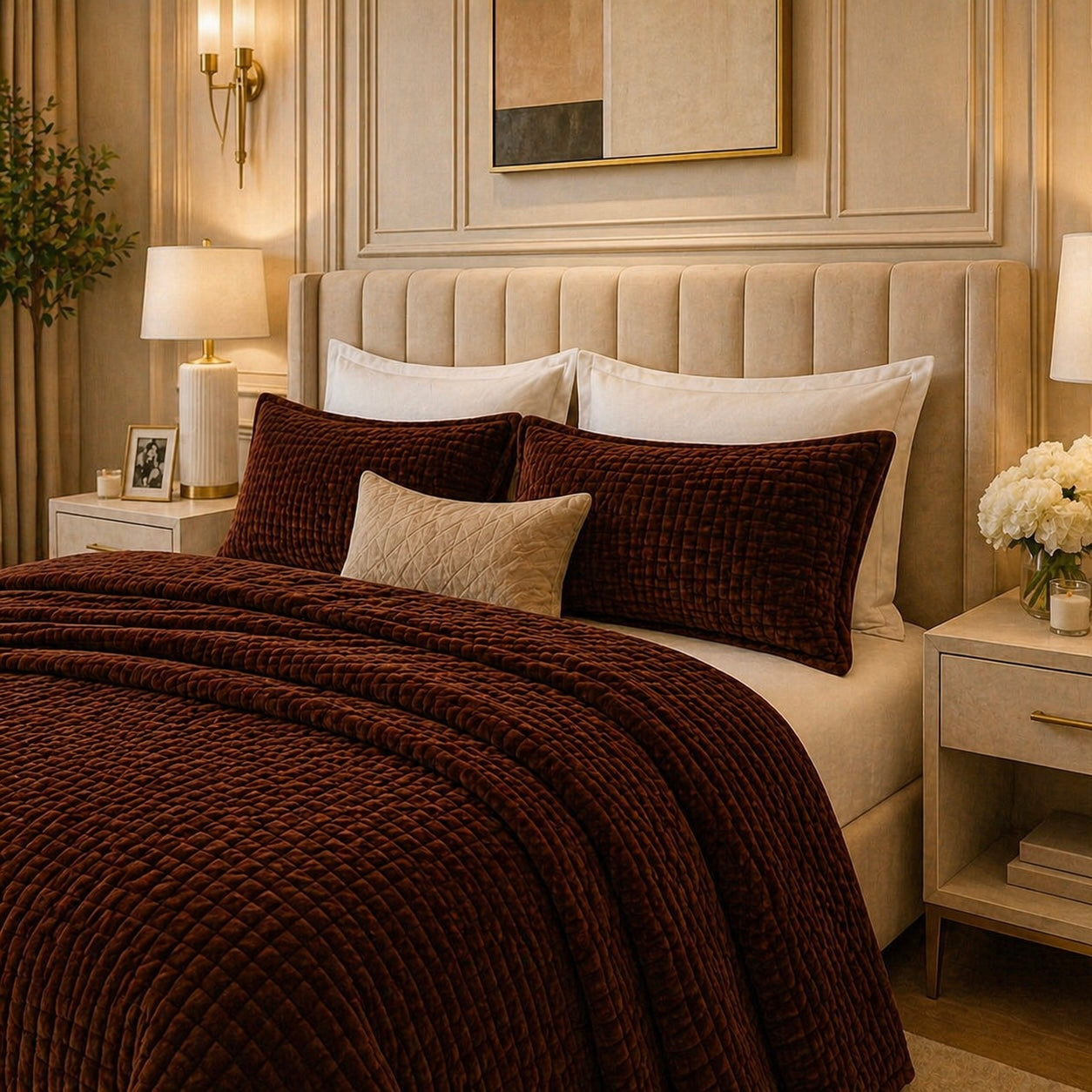 Crest Cashmere Fleece Blanket King Size - Brown Colour