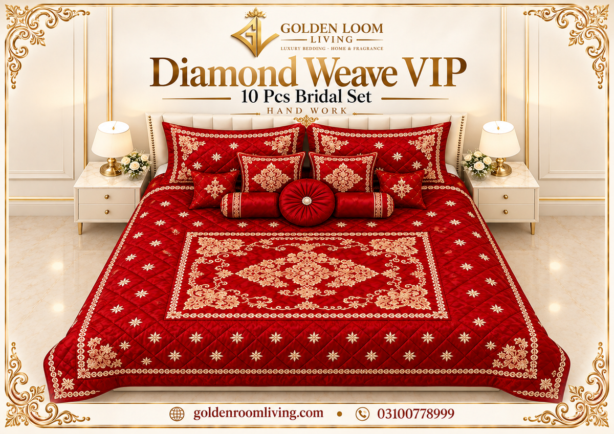 Diamond Weave VIP 10 Pcs Bridal Set - Mahroon Color