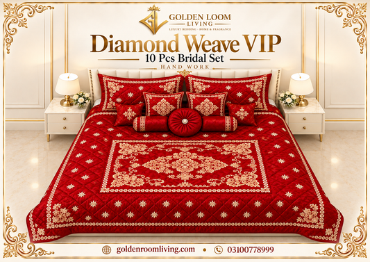 Diamond Weave VIP 10 Pcs Bridal Set - Mahroon Color