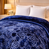 Drift Atlanta Double Bed Cloudy 2 Ply Blanket In Poly - Navy Blue Colour