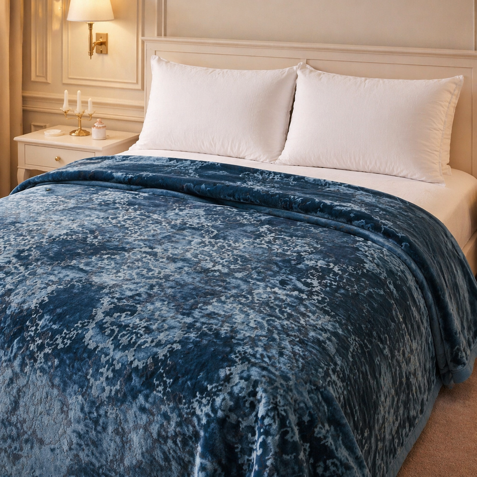 Drift Atlanta Double Bed Cloudy 2 Ply Blanket In Poly - Imperial Teal Colour