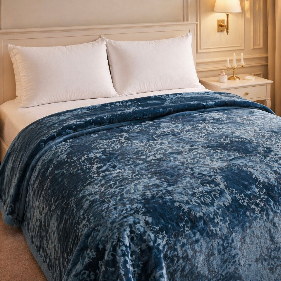 Drift Atlanta Double Bed Cloudy 2 Ply Blanket In Poly - Imperial Teal Colour