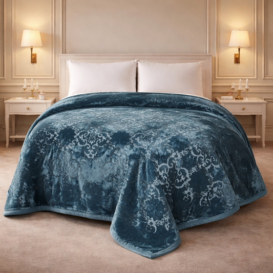 Drift Atlanta Double Bed Cloudy 2 Ply Blanket In Poly - Imperial Teal Colour