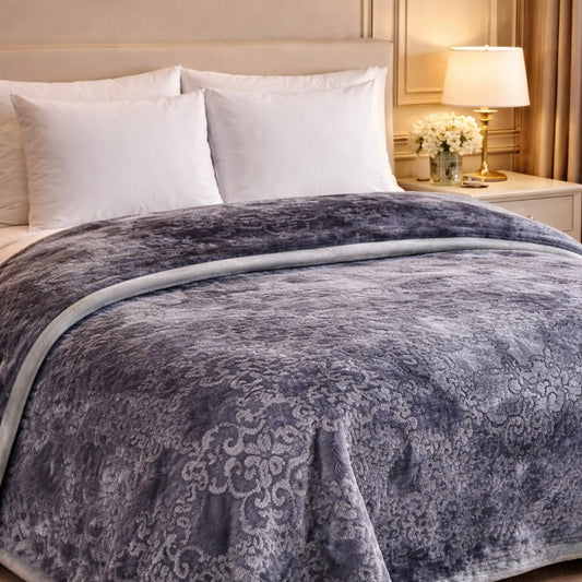 Drift Atlanta Double Bed Cloudy 2 Ply Blanket In Poly - Shadow Slate Colour