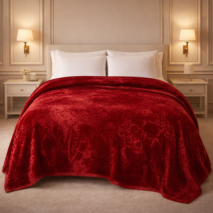 Drift Atlanta Double Bed Cloudy 2 Ply Blanket In Poly - Red Colour