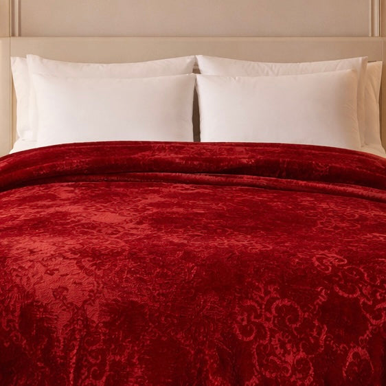 Drift Atlanta Double Bed Cloudy 2 Ply Blanket In Poly - Red Colour