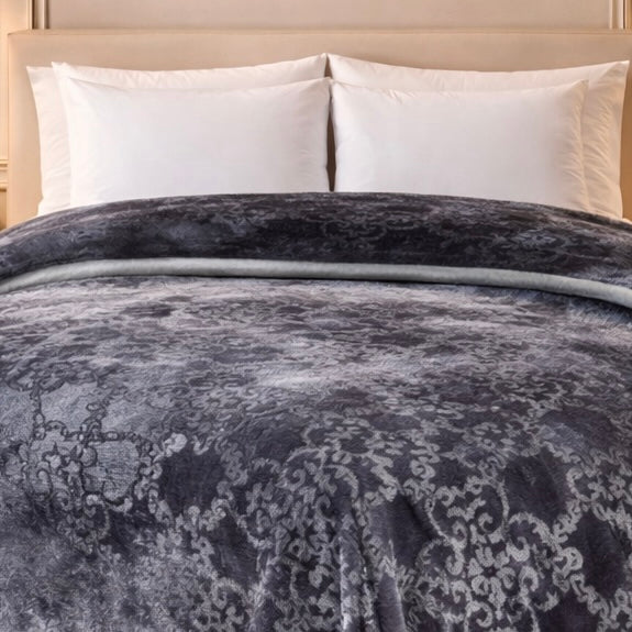 Drift Atlanta Double Bed Cloudy 2 Ply Blanket In Poly - Shadow Slate Colour