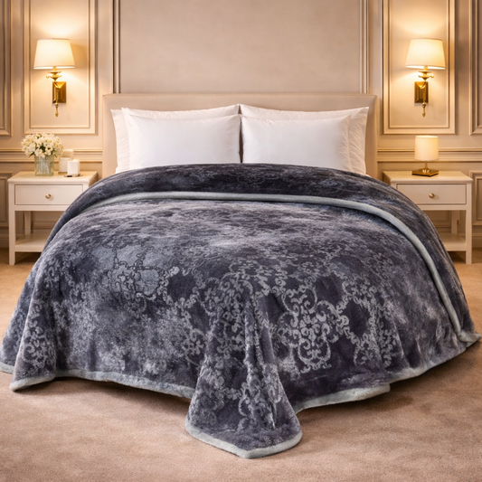 Drift Atlanta Double Bed Cloudy 2 Ply Blanket In Poly - Shadow Slate Colour