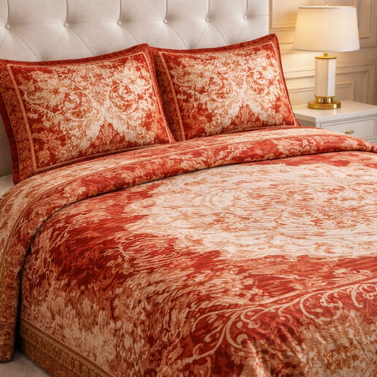 Estella Signature 3 Pcs Bed Spread Set Box - Rust Red Colour