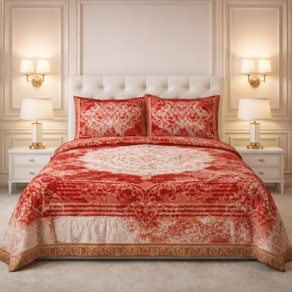 Estella Signature 3 Pcs Bed Spread Set Box - Rust Red Colour