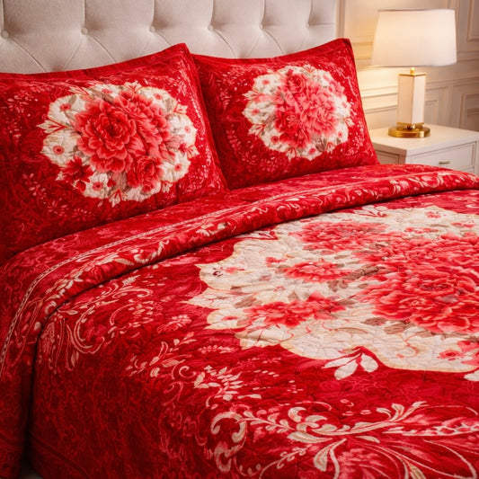 Estella Signature 3 Pcs Bed Spread Set Box - Red Colour