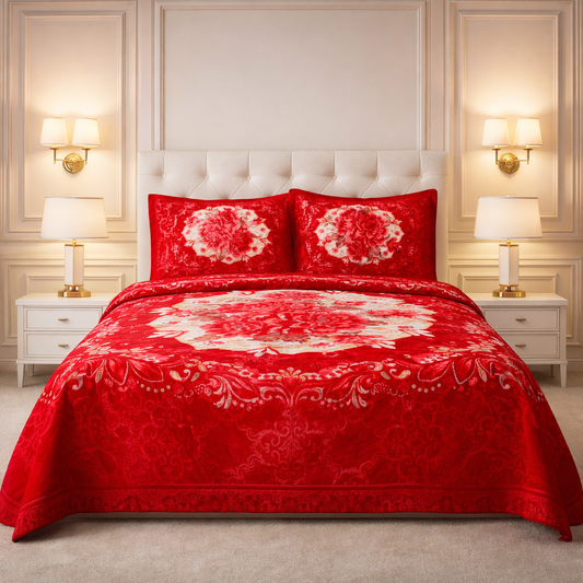 Estella Signature 3 Pcs Bed Spread Set Box - Red Colour