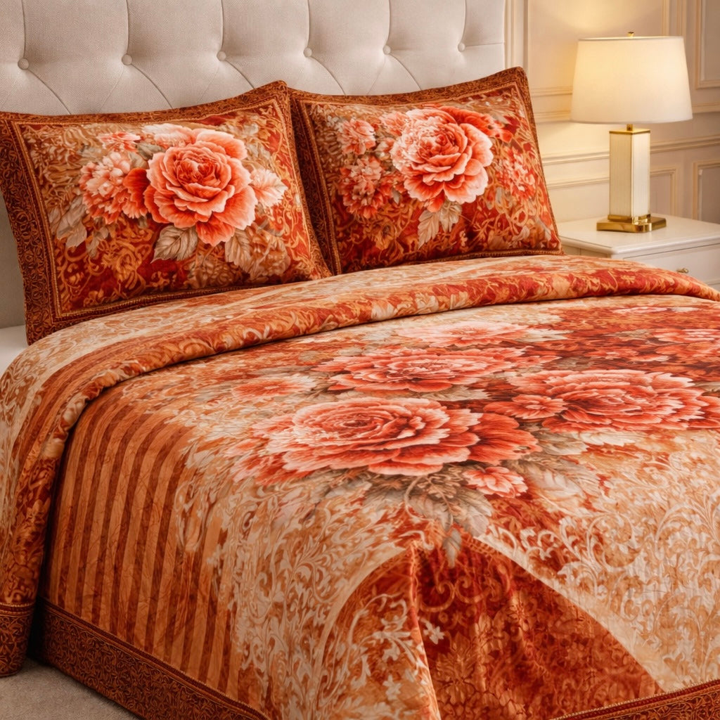Estella Signature 3 Pcs Bed Spread Set Box - Brown Colour