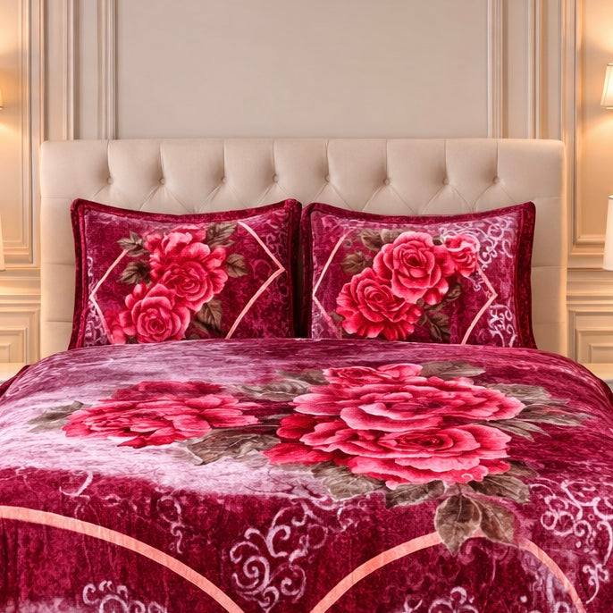 Estella Signature 3 Pcs Bed Spread Set Box - Burgundy Colour