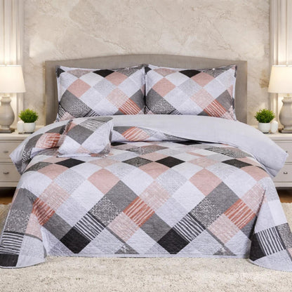 Gold Living Signature Quilted 5 Pcs Bed Spread Set Poly Bag - Off White Colour