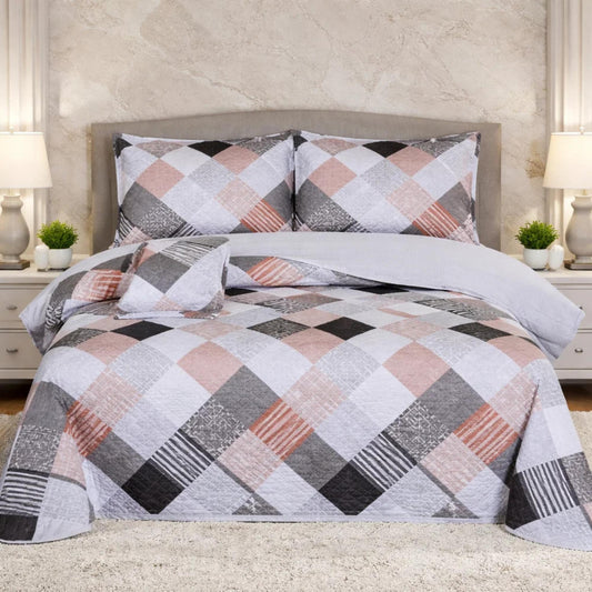 Gold Living Signature Quilted 5 Pcs Bed Spread Set Poly Bag - Off White Colour