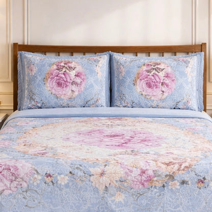 Florent Weave Cloud 4 Pcs Bed Spread Cloudy Set Box - White Blue Colour