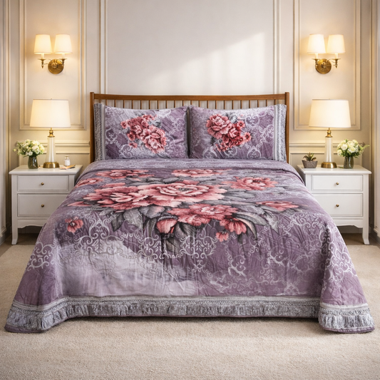Florent Weave Cloud 4 Pcs Bed Spread Cloudy Set Box - Grey Colour