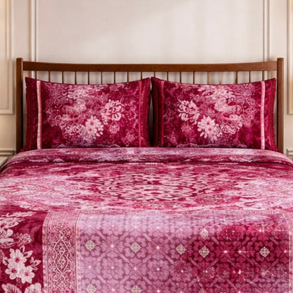 Florent Weave Cloud 4 Pcs Bed Spread Cloudy Set Box - Mahroon Colour