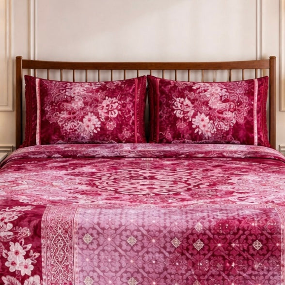 Florent Weave Cloud 4 Pcs Bed Spread Cloudy Set Box - Mahroon Colour