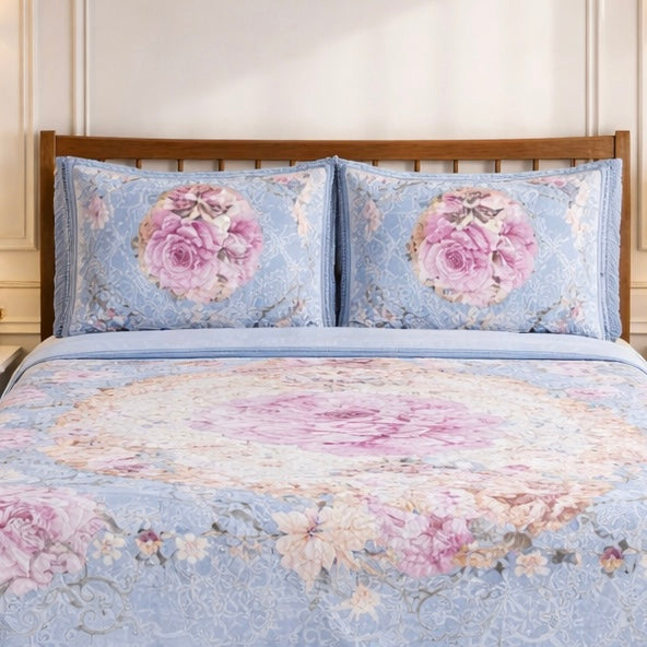 Florent Weave Cloud 4 Pcs Bed Spread Cloudy Set Box - Steel Blue Colour