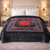 Florent Weave Double Bed 2 Ply Blanket in Poly Bag - Black Colour