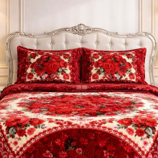 Floridian Weave 4  PCS Bed Spread Set  Box - Mahroon Colour