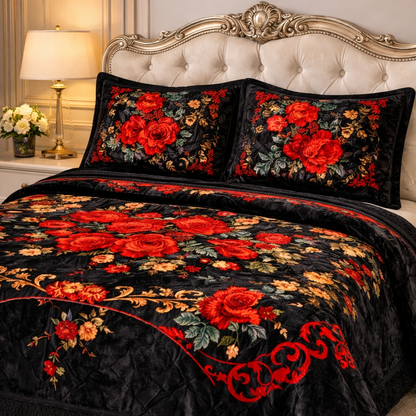 Floridian Weave 4  PCS Bed Spread Set  Box - Charcoal Colour