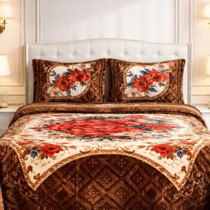 Floridian Weave 4  PCS Bed Spread Set  Box - Burnt Orange Colour