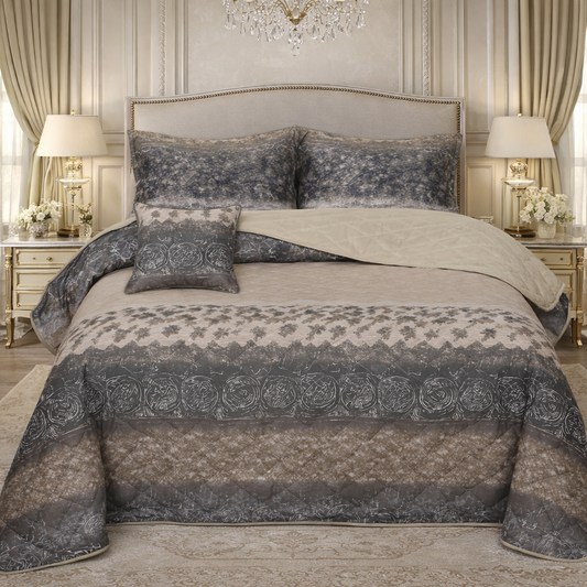 Gold Living Signature Quilted 5 Pcs Bed Spread Set Poly Bag - Multicolor