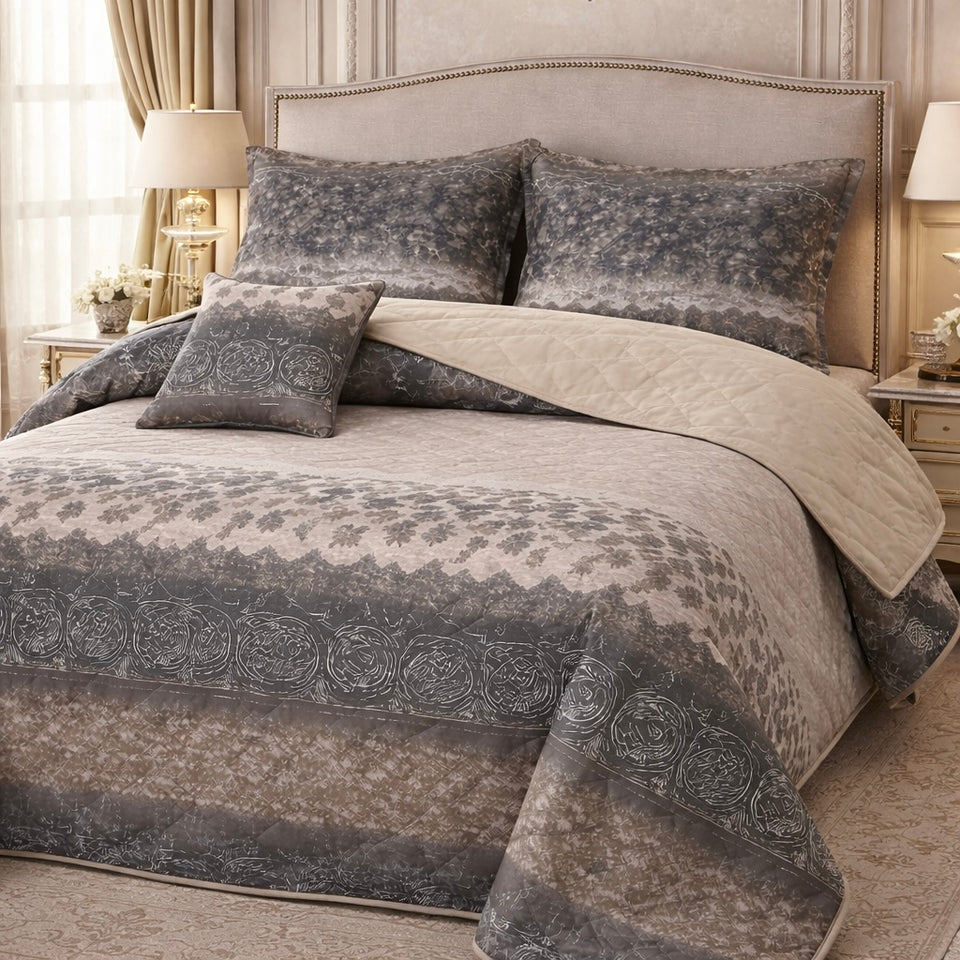 Gold Living Signature Quilted 5 Pcs Bed Spread Set Poly Bag - Multicolor