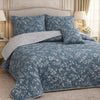 Gold Living Signature Quilted 5 Pcs Bed Spread Set Poly Bag - Slate Blue Colour
