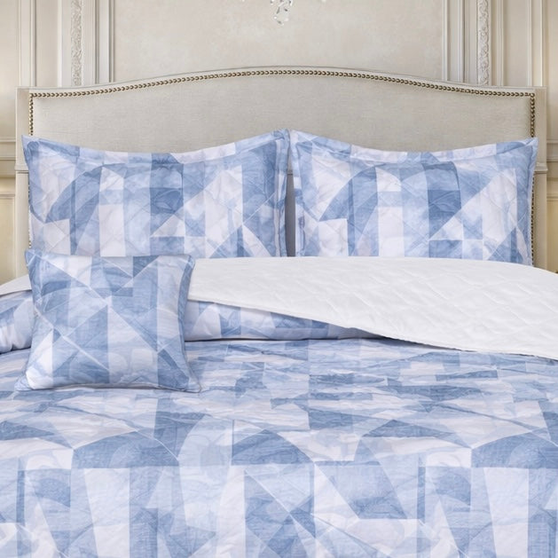 Gold Living Signature Quilted 5 Pcs Bed Spread Set Poly Bag - Sky Blue Colour