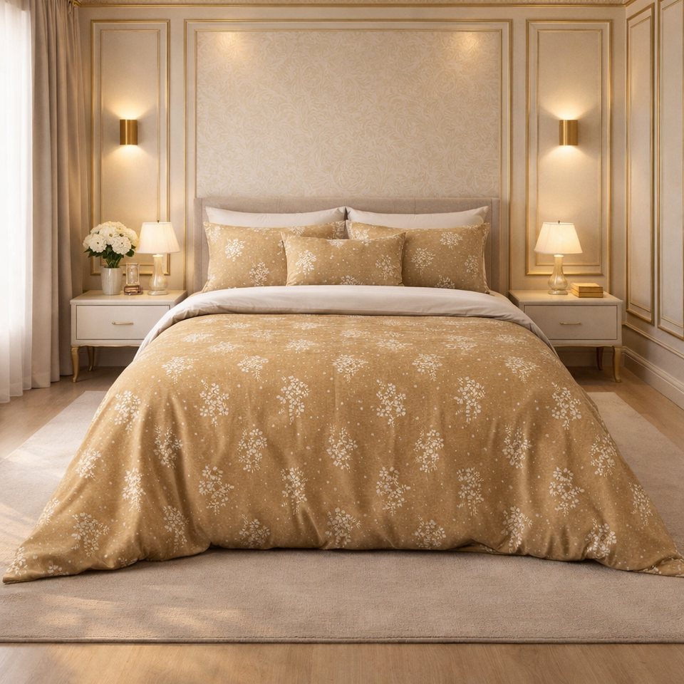 Gold Living Signature 5 Pcs Fitted Bed Sheet Set Poly Bag - Bronze Colour