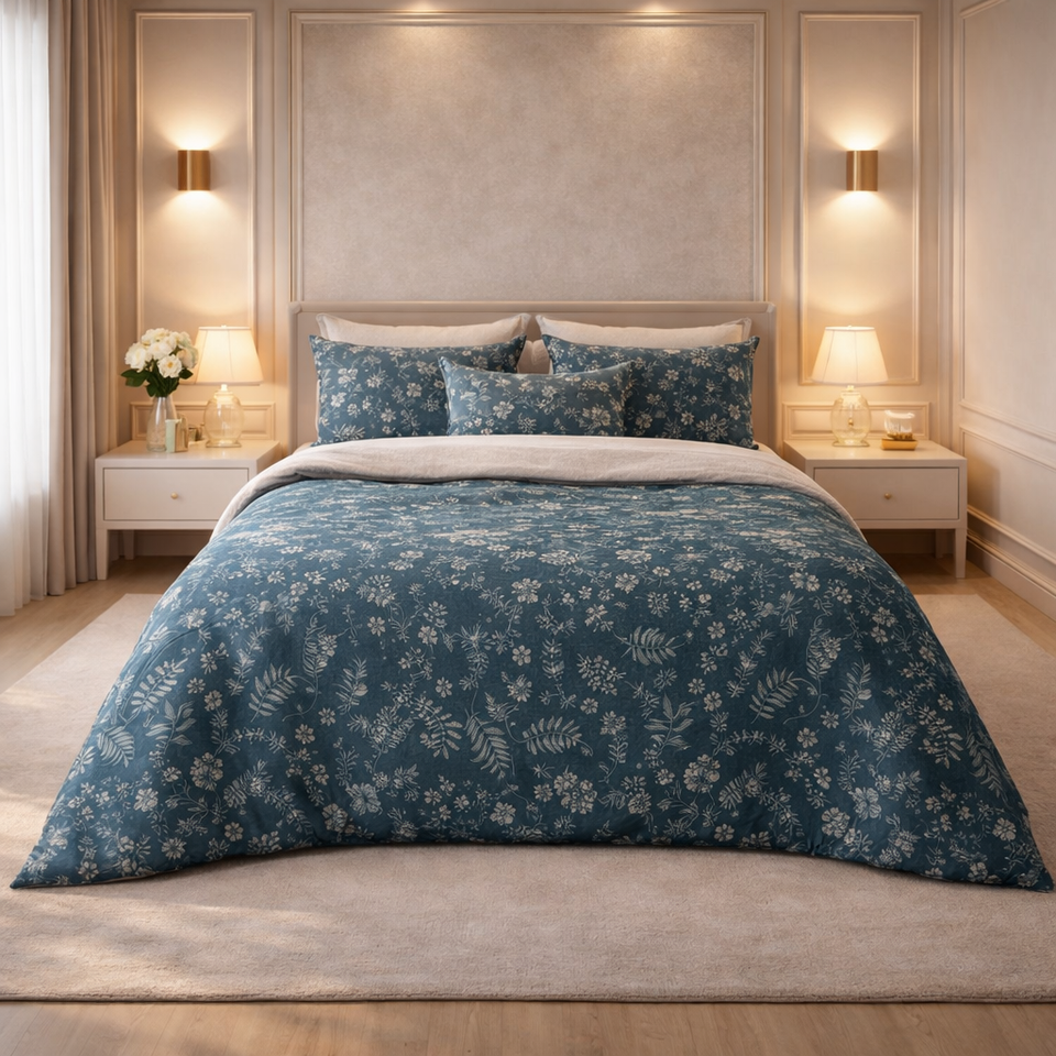 Gold Living Signature 5 Pcs Fitted Bed Sheet Set Poly Bag - Midnight Navy Colour