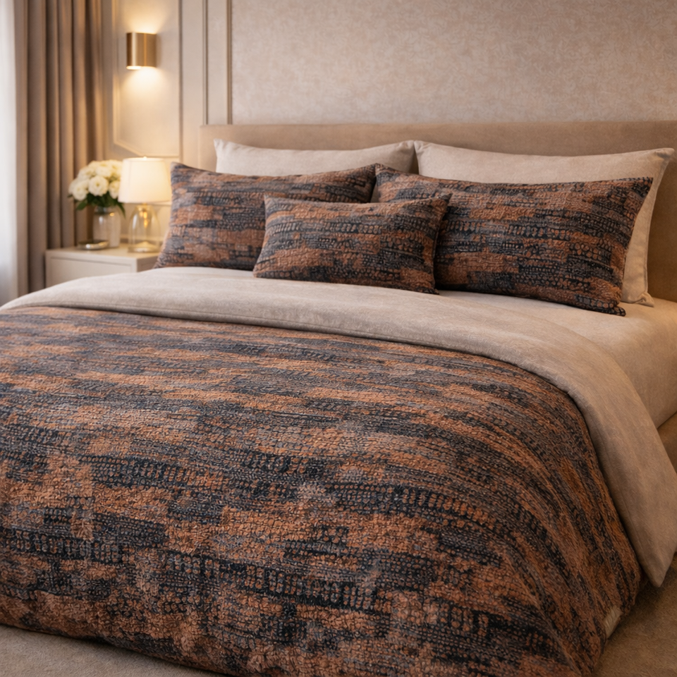 Gold Living Signature 5 Pcs Fitted Bed Sheet Set Poly Bag - Dark Brown Colour
