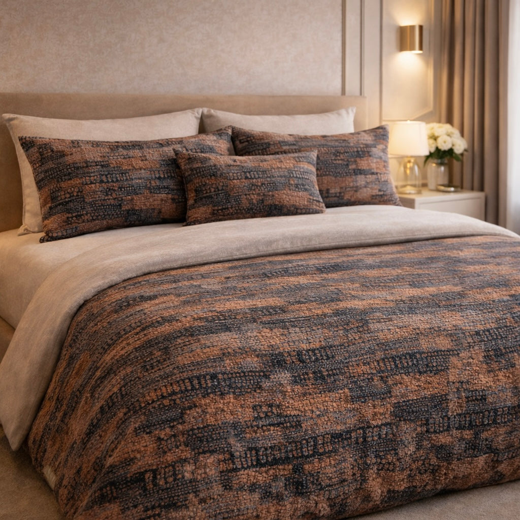 Gold Living Signature 5 Pcs Fitted Bed Sheet Set Poly Bag - Dark Brown Colour