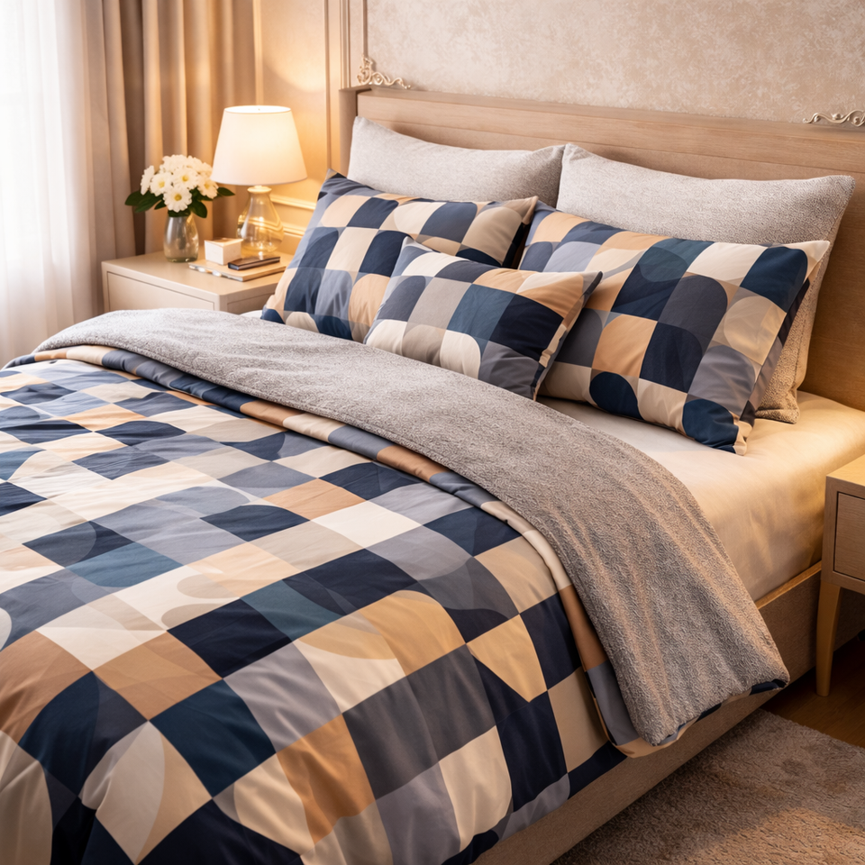Gold Living Signature 5 Pcs Fitted Bed Sheet Set Poly Bag - Geometric colour