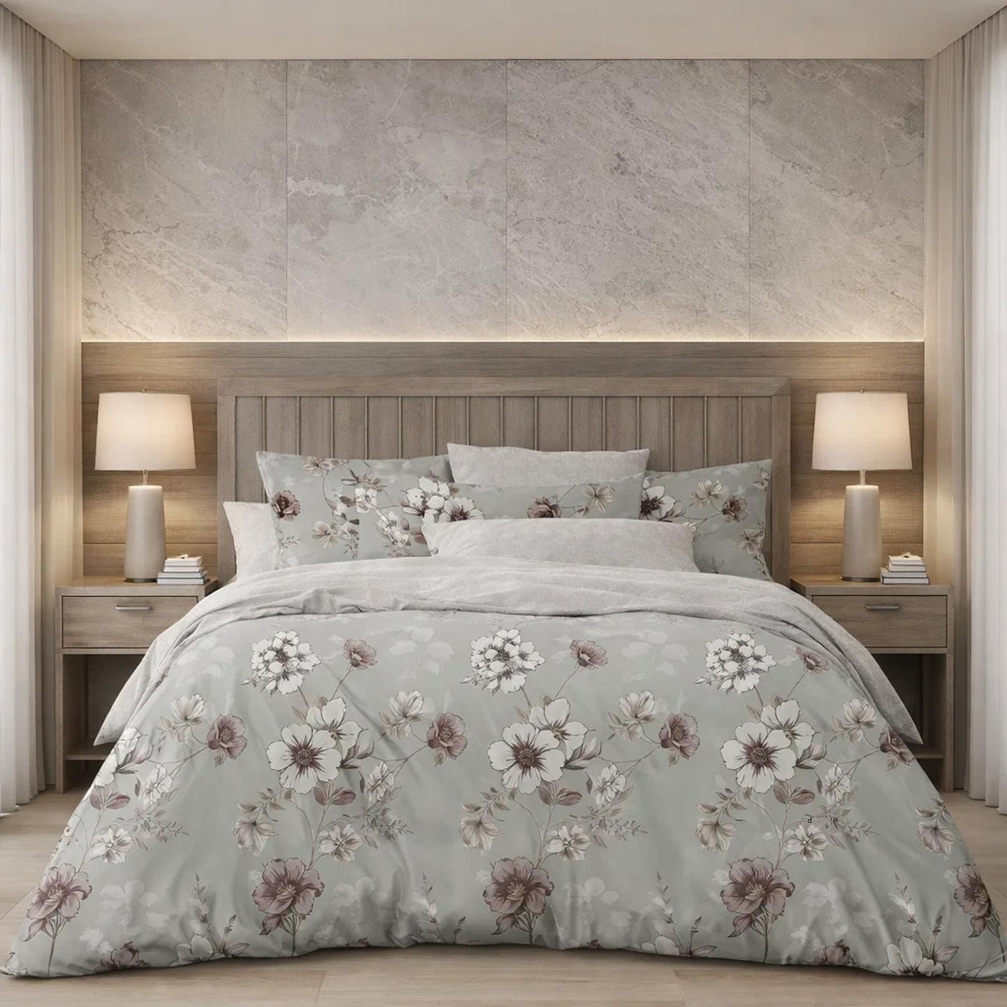 Gold Living Signature 5 Pcs Fitted Bed Sheet Set Poly Bag - Slate Gray Colour