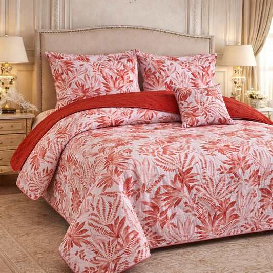Gold Living Signature Quilted 5 Pcs Bed Spread Set Poly Bag - Pink Colour