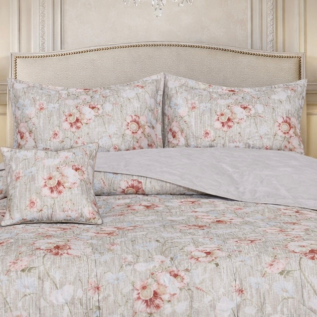 Gold Living Signature Quilted 5 Pcs Bed Spread Set Poly Bag - Silver Colour
