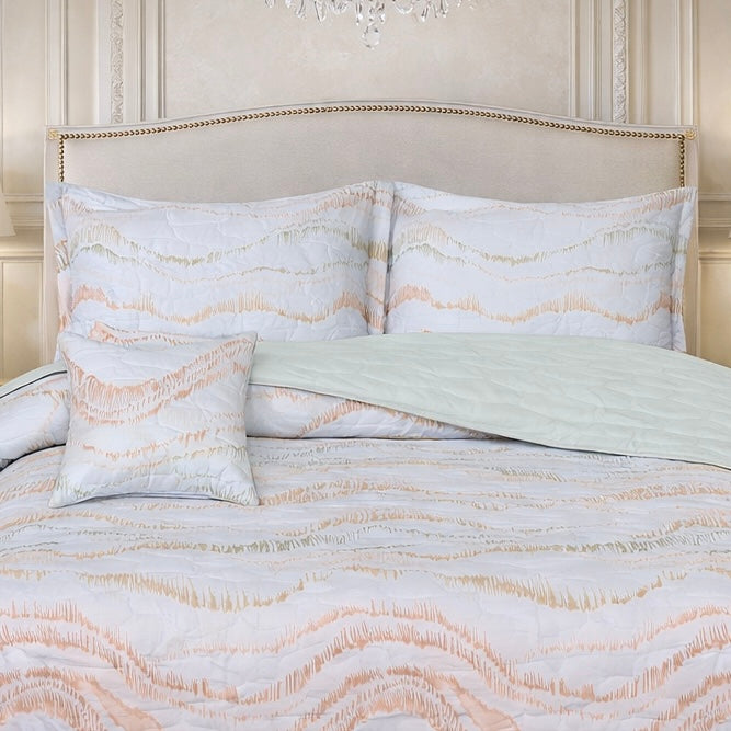 Gold Living Signature Quilted 5 Pcs Bed Spread Set Poly Bag - Beige Colour
