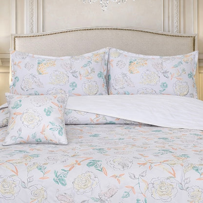Gold Living Signature Quilted 5 Pcs Bed Spread Set Poly Bag - White Colour