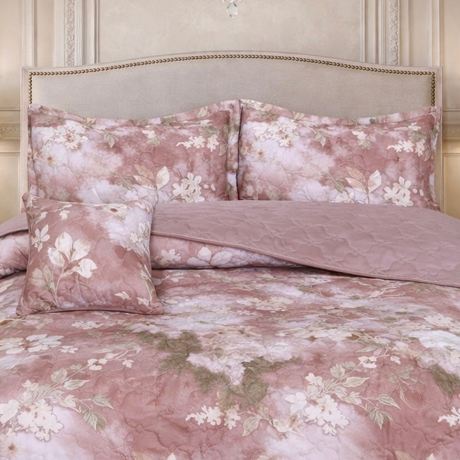 Gold Living Signature Quilted 5 Pcs Bed Spread Set Poly Bag - Pink Colour
