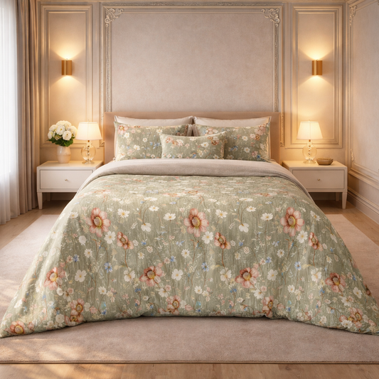 Gold Living Signature 5 Pcs Fitted Bed Sheet Set Poly Bag - Light Green Colour