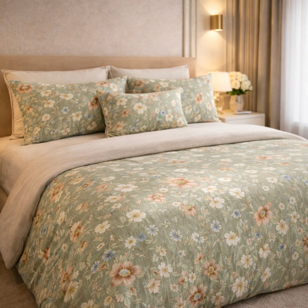 Gold Living Signature 5 Pcs Fitted Bed Sheet Set Poly Bag - Light Green Colour