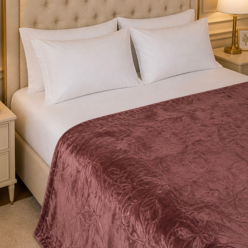 Golden Loom Warmth Fleece Blanket King Size - Dark Brown Colour