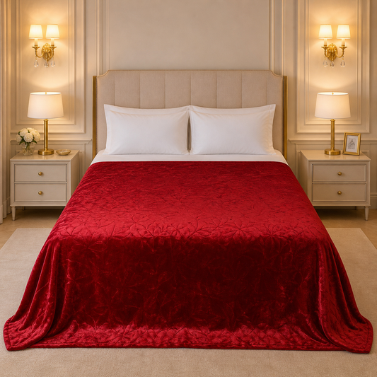 Golden Loom Warmth Fleece Blanket King Size - Red Colour