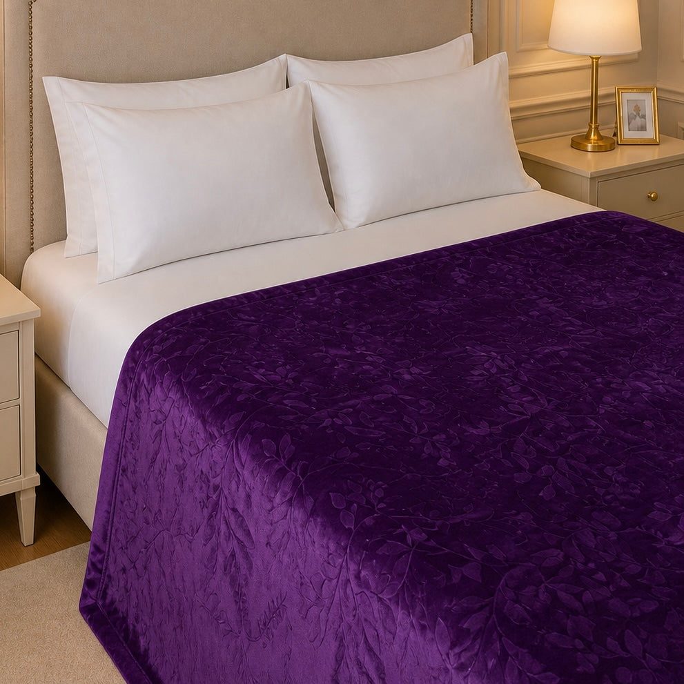 Golden Loom Warmth Fleece Blanket King Size - Purple Colour