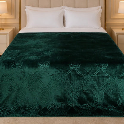 Golden Loom Warmth Fleece Blanket King Size - Dark Green